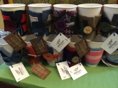 Plaidypus up cycled coffee cup cozies made from felted sweaters in Wadoo Furniture and Gifts
