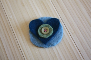 Felted Wool Sweater Blue Heart Hair Clip/Pin 