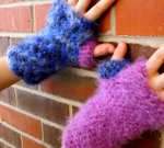 Plaidypus handwarmers fuzzy fingerless gloves mittens crocheted