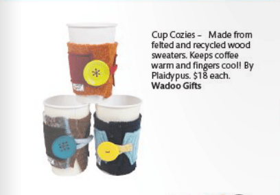 Plaidypus felted wool coffee cup cozy featured in coloradoan gift guide