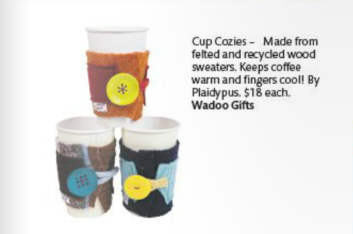 Plaidypus felted wool coffee cup cozies featured in coloradoan gift guide